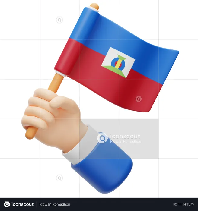 Drapeau d'Haïti en main Flag 3D Icon