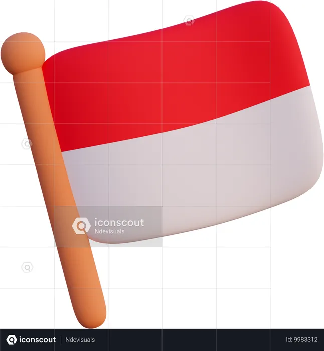 Drapeau indonésien  3D Icon