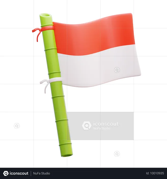 Drapeau indonésien en bambou  3D Icon