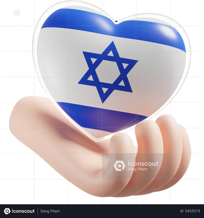 Soins des mains en forme de cœur avec drapeau d'Israël Flag 3D Icon