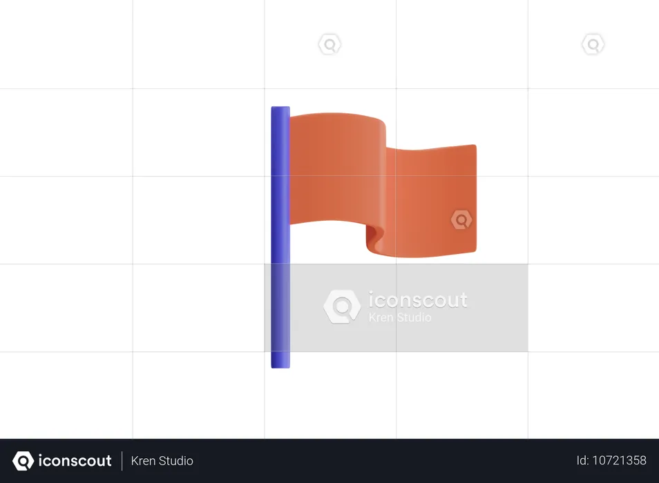 Drapeau orange  3D Icon