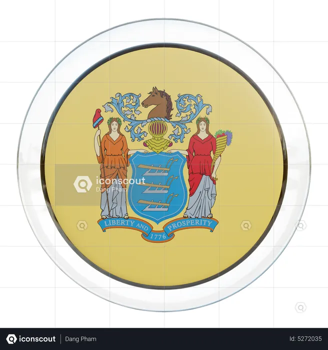 Drapeau rond du New Jersey Flag 3D Icon