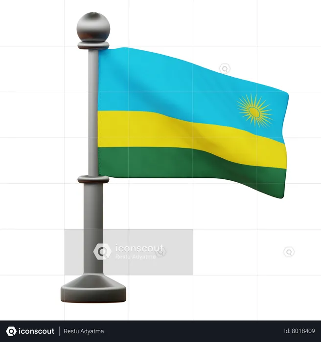 Drapeau rwandais Flag 3D Icon