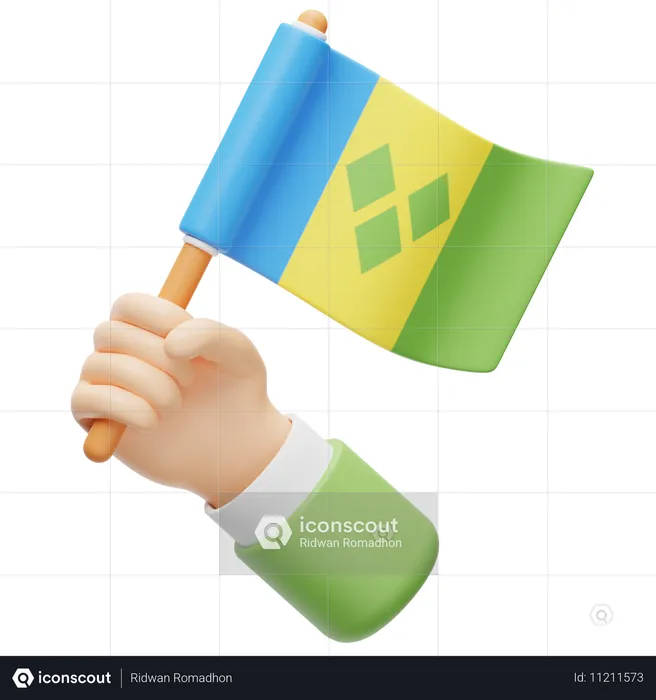 Drapeau de saint vincent et les grenadines Flag 3D Icon