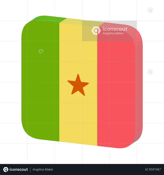 Drapeau du Sénégal Flag 3D Icon