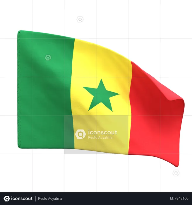 Drapeau du Sénégal Flag 3D Icon