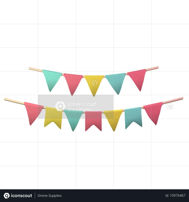 Drapeaux de fête  3D Icon