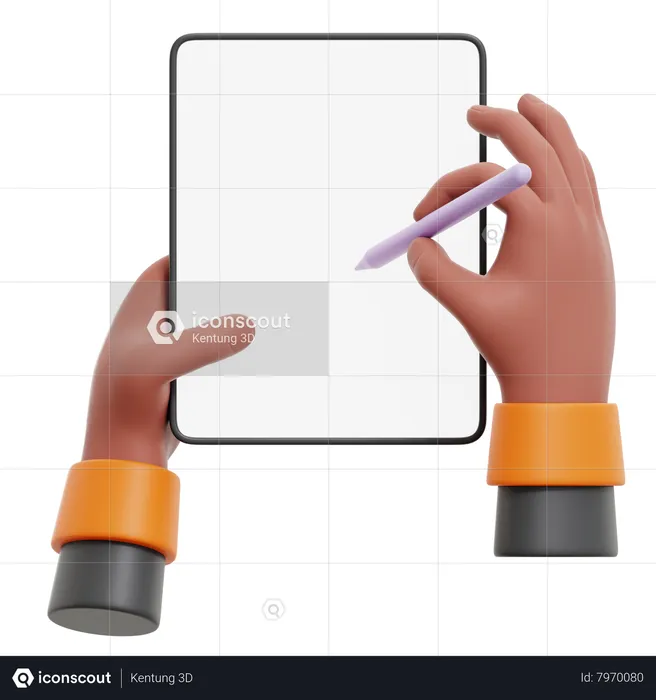 Draw On Tablet Hand Gesture Emoji 3D Icon
