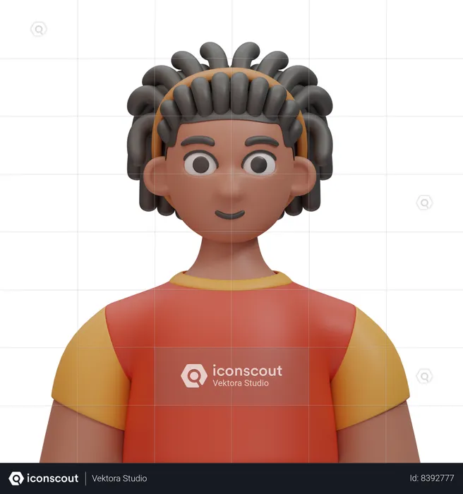 Dreadlock hair boy  3D Icon