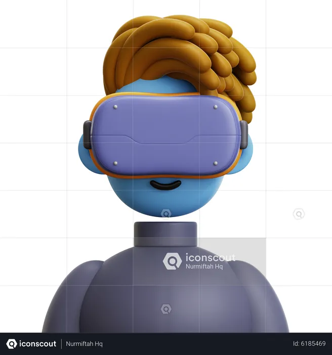 Dreadlocked Hair Man with VR Glasses  3D Icon