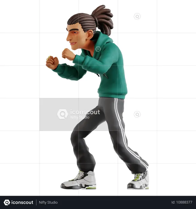 Homem com dreadlocks dando pose de boxe  3D Illustration