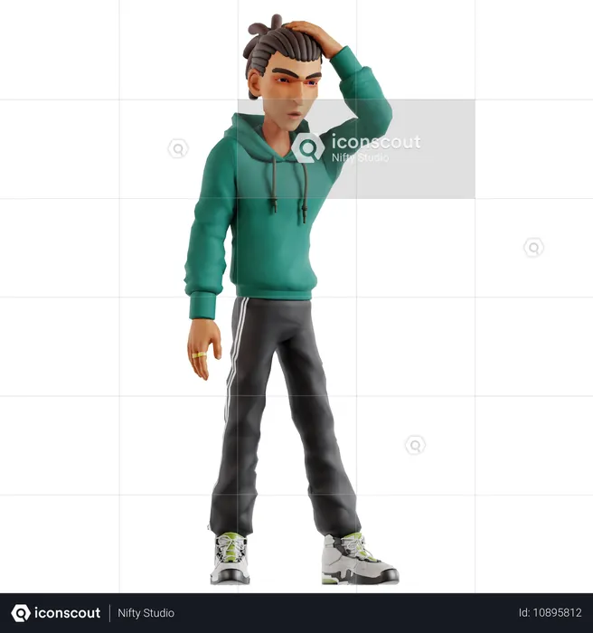 Dreadlocks Man Giving Shocking Pose  3D Illustration
