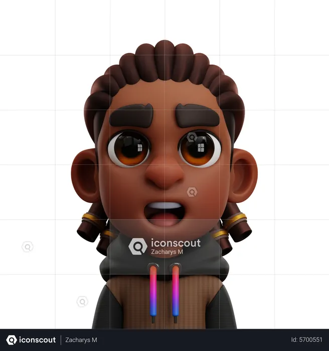 DREADLOCKS MAN WITH HOODIE  3D Icon