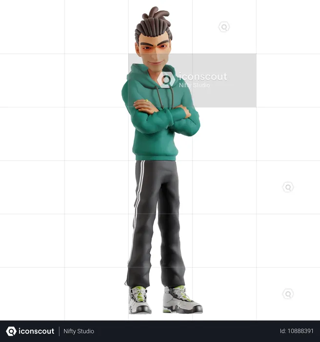 Dreadlocks Mann in stehender Pose  3D Illustration