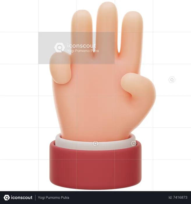 Drei-Hand-Geste  3D Icon