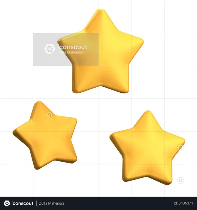 Drei-Sterne-Bewertung  3D Illustration