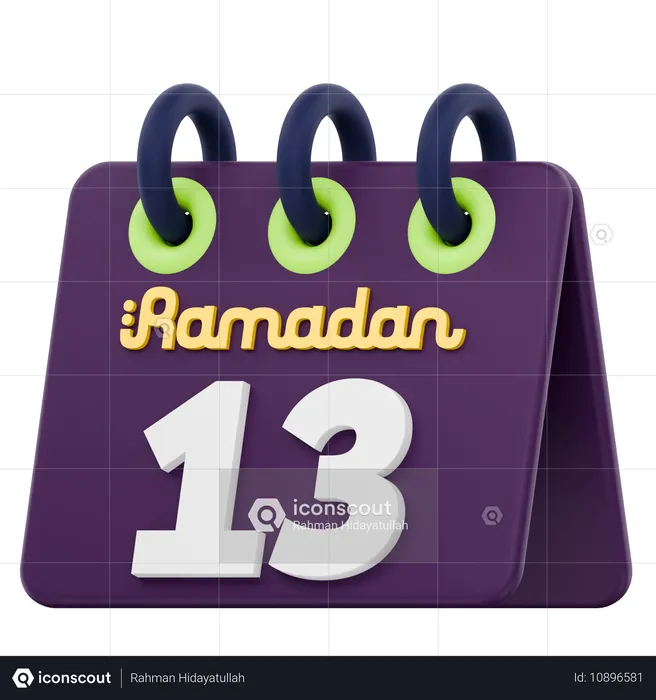 Dreizehnter Tag des Ramadan-Kalenders Ramadan-Feier  3D Icon