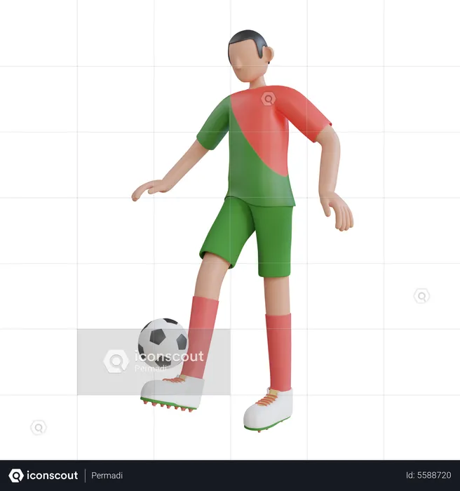 Dribbling Ball on his leg  3D Illustration