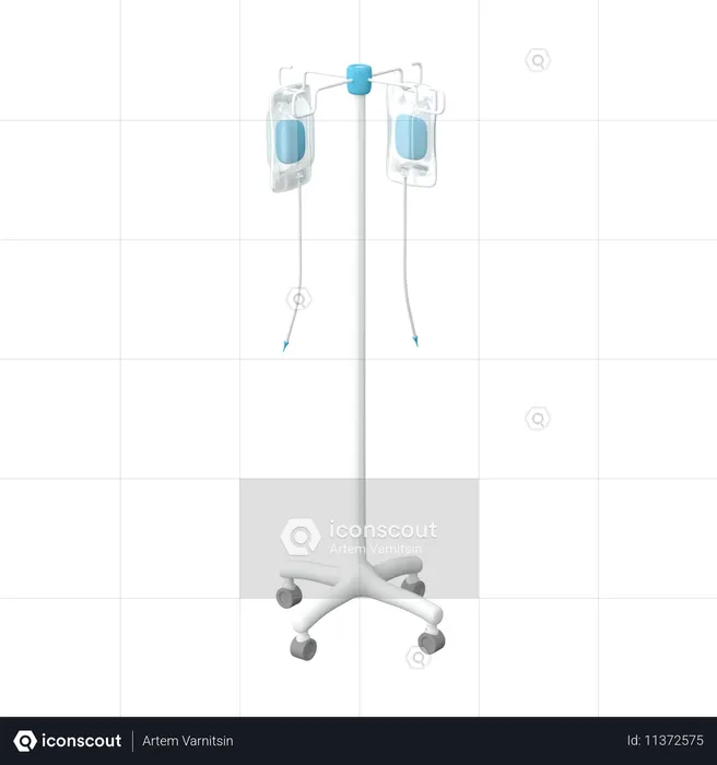 Drip Stand With Saline Bags  3D Icon