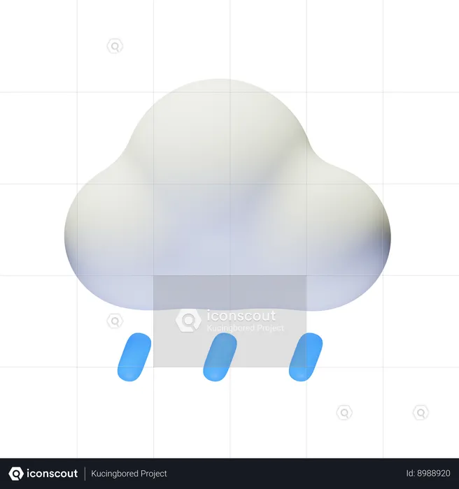 Drizziling Day Cloud  3D Icon