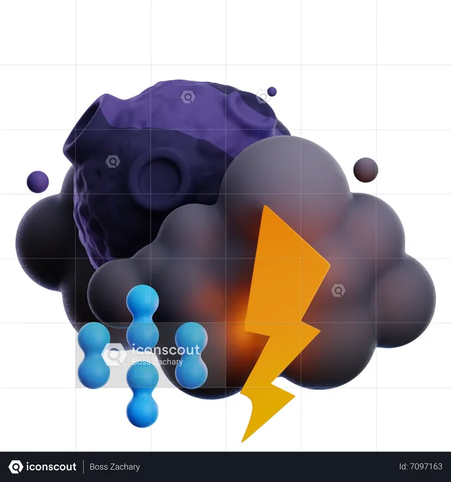 Drizzle With Thunder At Night  3D Icon