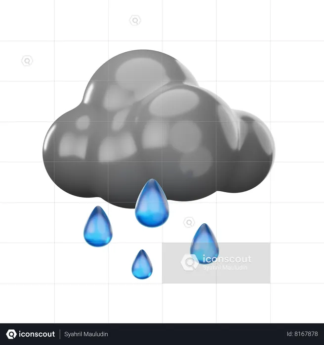 Drizzling Cloud  3D Icon