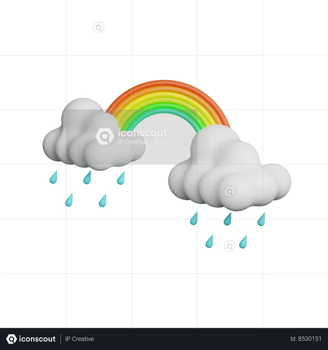 Drizzling with Rainbow  3D Icon