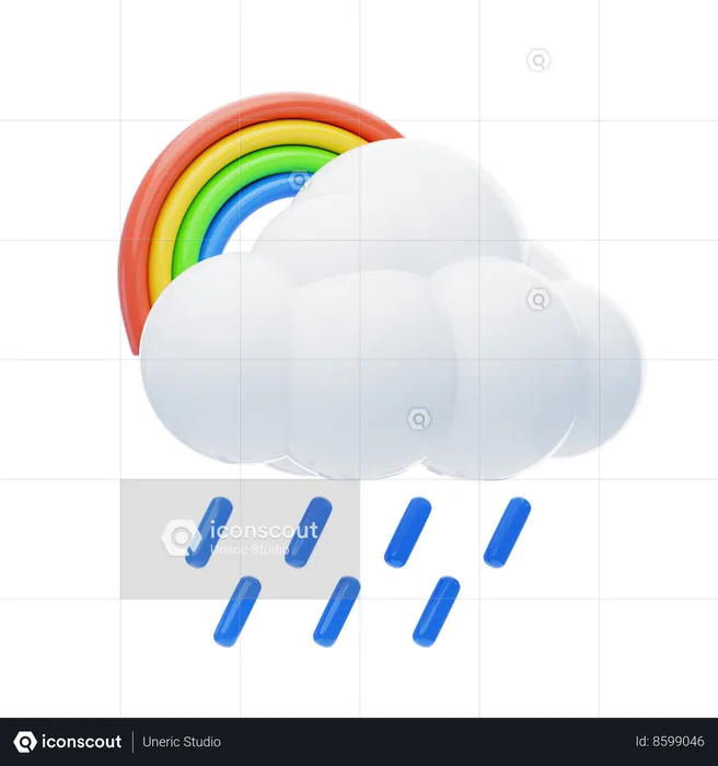 Drizzling With Rainbow  3D Icon