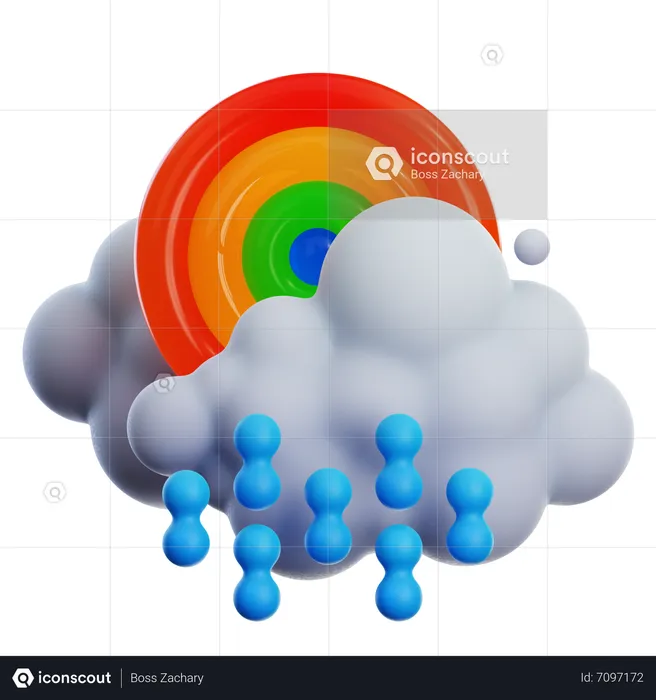 Drizzling With Rainbow  3D Icon