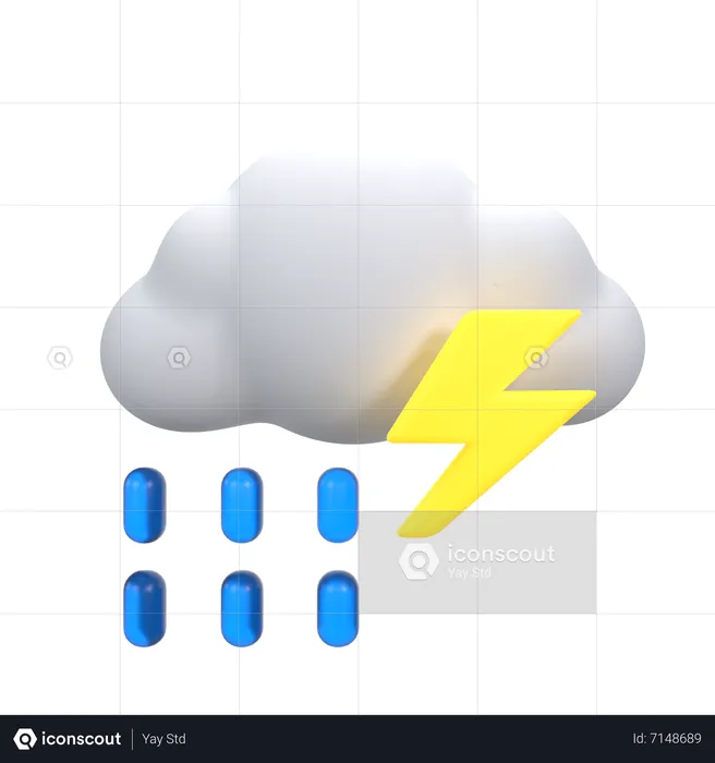 Drizzling With Thunder  3D Icon