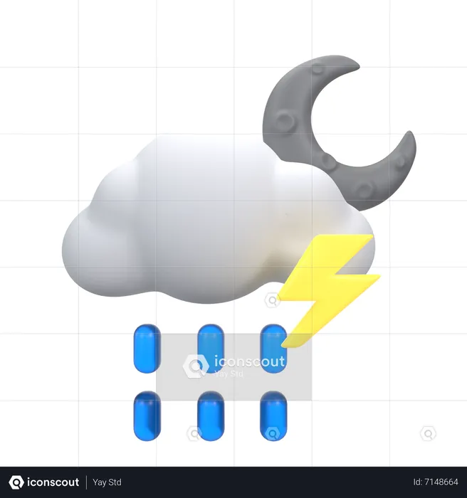 Drizzling With Thunder At The Night  3D Icon