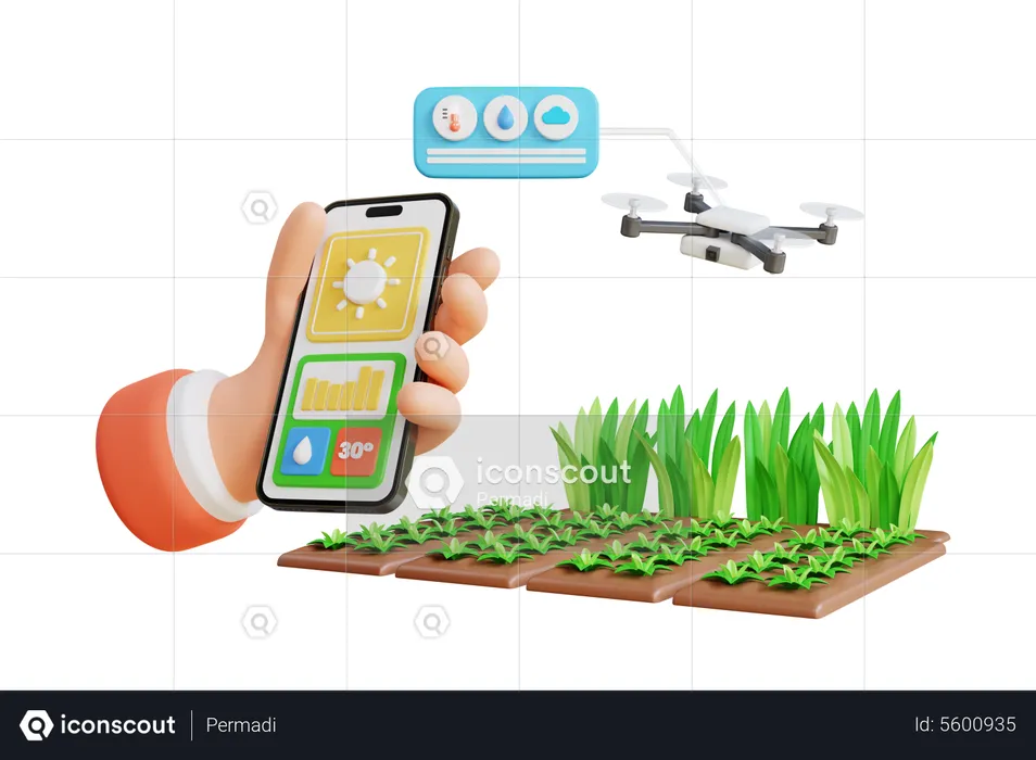 Drohne zur Farmüberwachung  3D Illustration