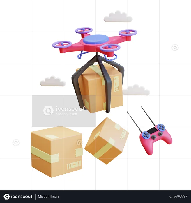 Drone delivering package  3D Illustration