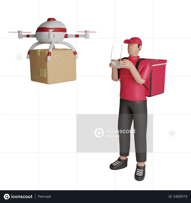 Drone delivery service  3D Illustration