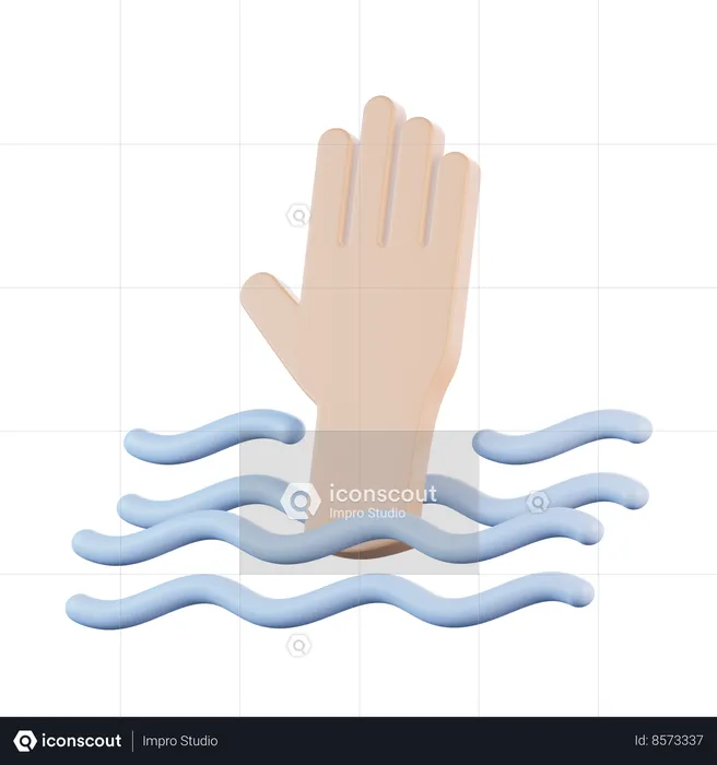 Drowning Sign Light Skin  3D Icon