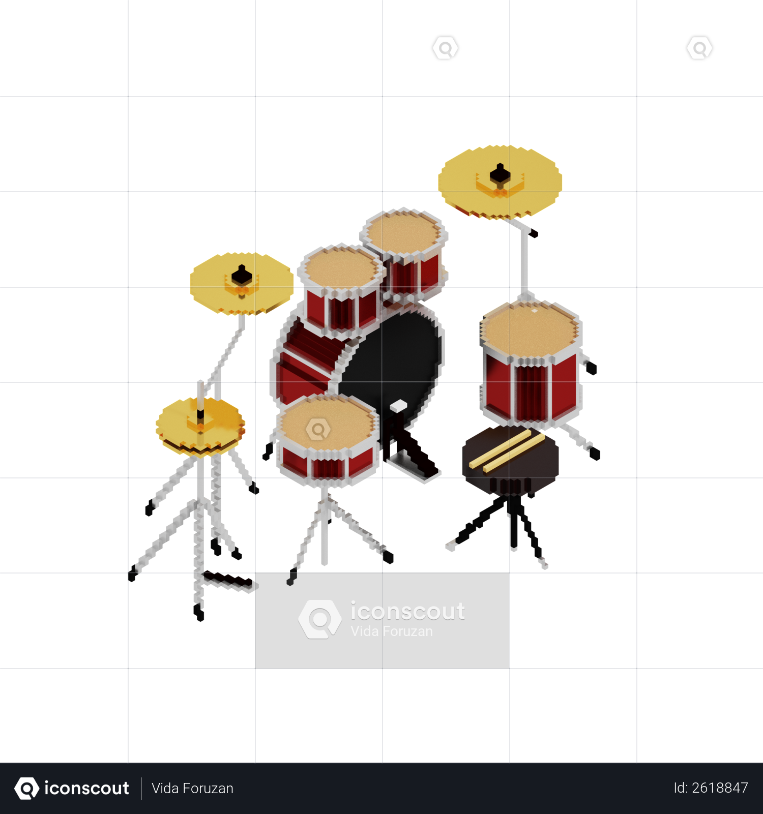 Drum Set 3D Ilustrace - ZdarmaDrum Set 3D Ilustrace - Zdarma  