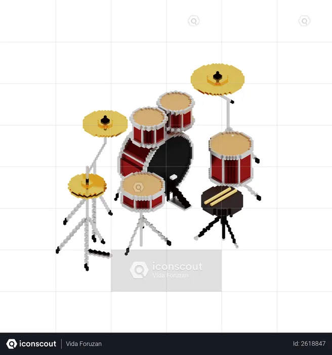 Drum Set  3D Illustration