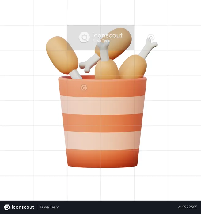 Drumstick Bucket  3D Illustration