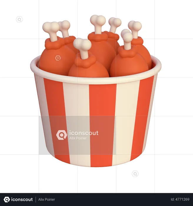 Drumstick Bucket  3D Icon