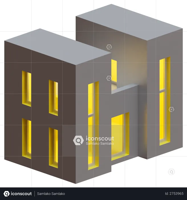 Dual house  3D Illustration