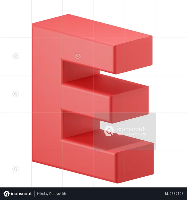 E Alphabet  3D Icon