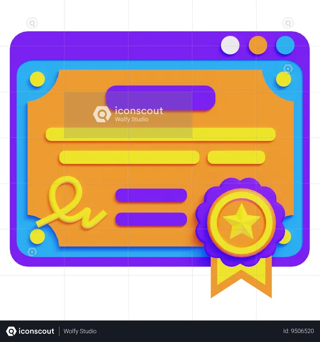 E Certificate  3D Icon