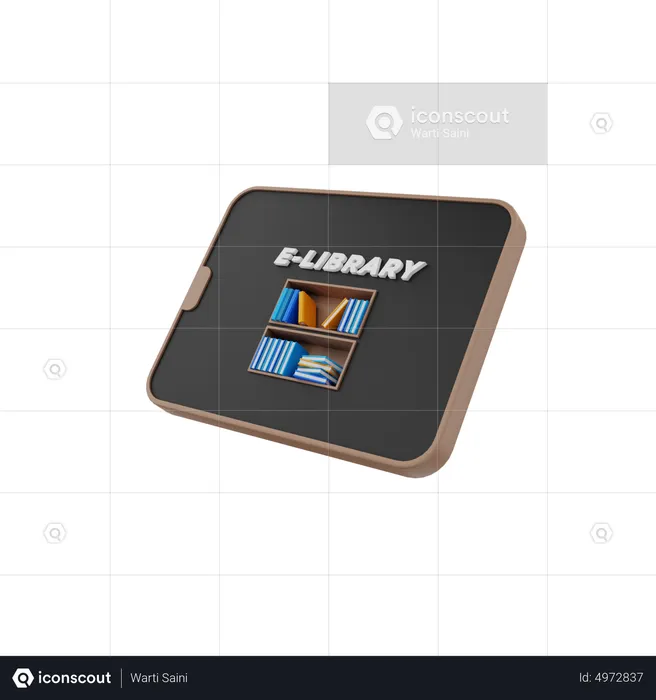 E Library  3D Icon