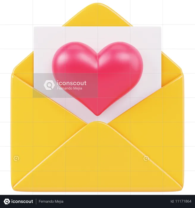 E-Mail romantischer Brief  3D Icon