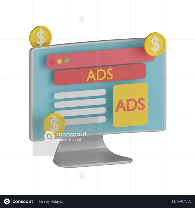 Earning From Ads  3D Icon