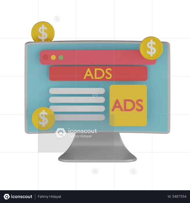 Earning With Ads  3D Icon