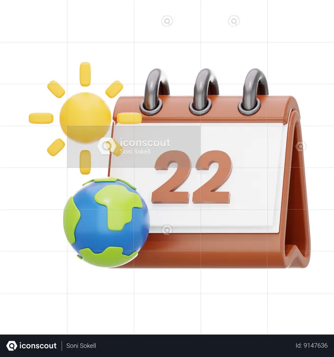 Earth and Calendar  3D Icon