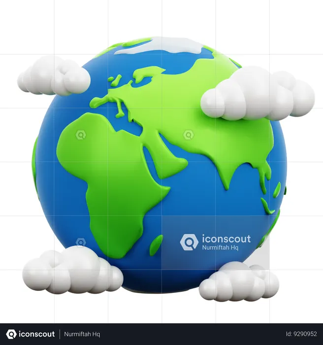 Earth And Clouds  3D Icon