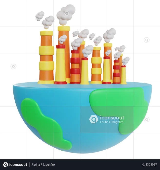 Earth And Ecology Pollution And Industry  3D Icon