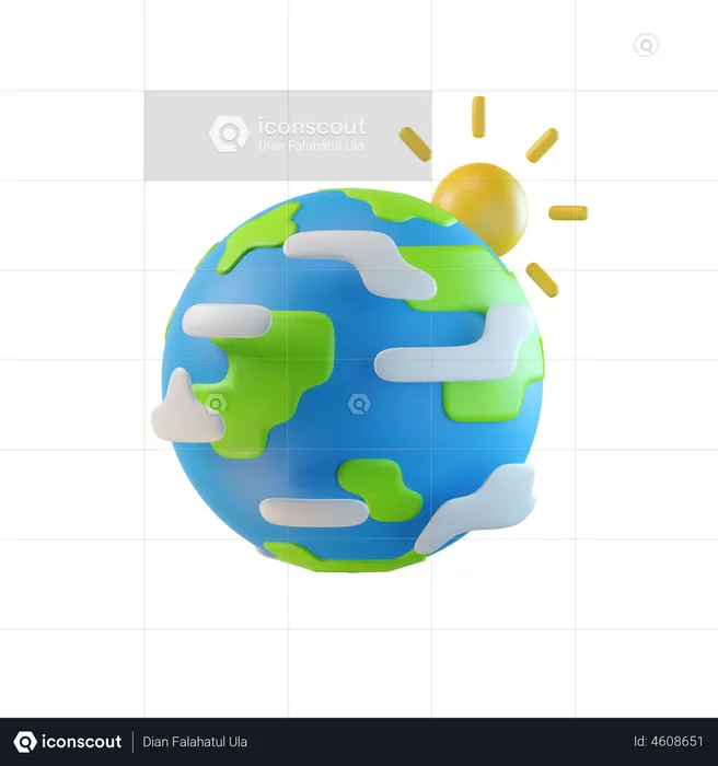 Earth And Sun  3D Illustration